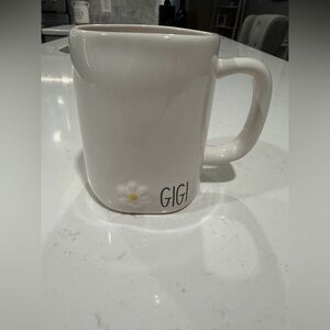 White RAE DUNN Mug with Daisy Design